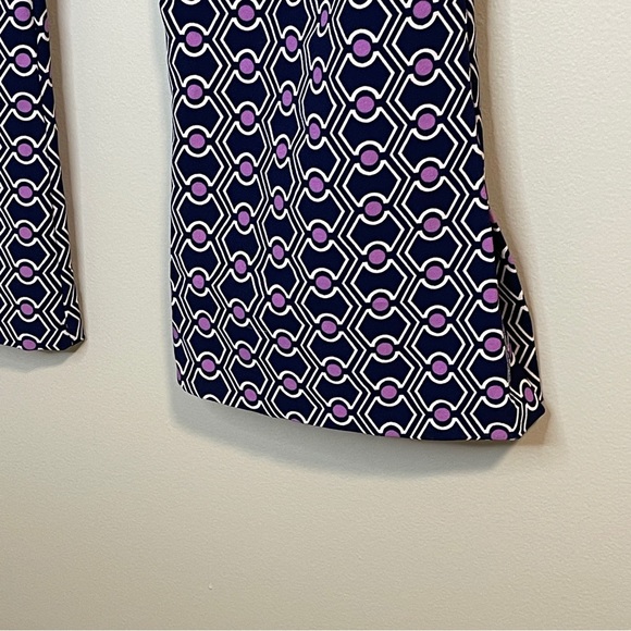 ZARA PANTS WOMEN'S CROPPED FLARED JACQUARD LEGGINGS NAVY PURPLE GEOMETRIC XL - Picture 6 of 8